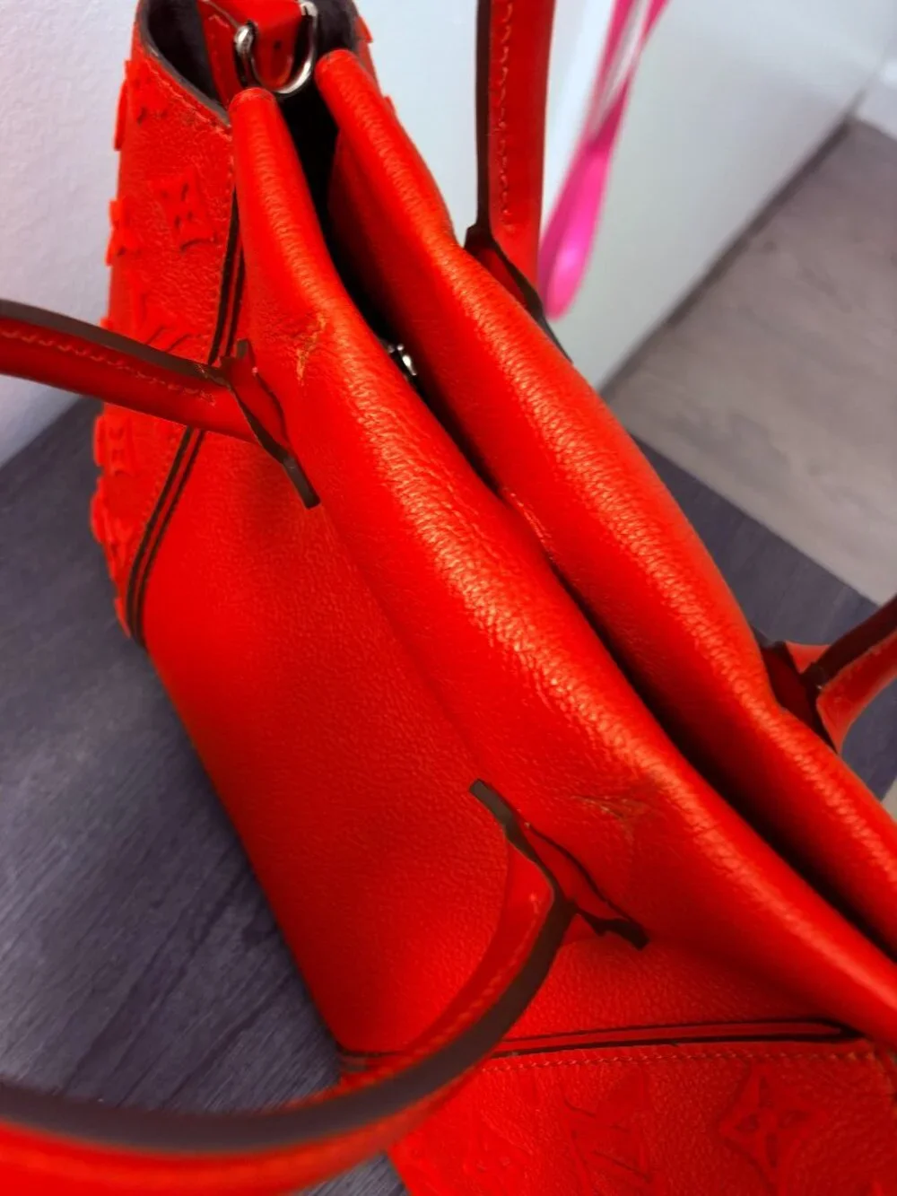 LOUIS VUITTON Veau Cachemire Tote W BB Handbag (RED)